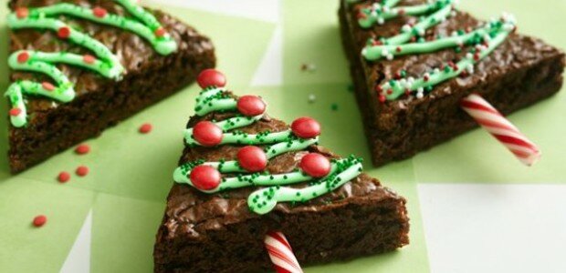 Brownies Sapin de Noël fondant au chocolat en carrés