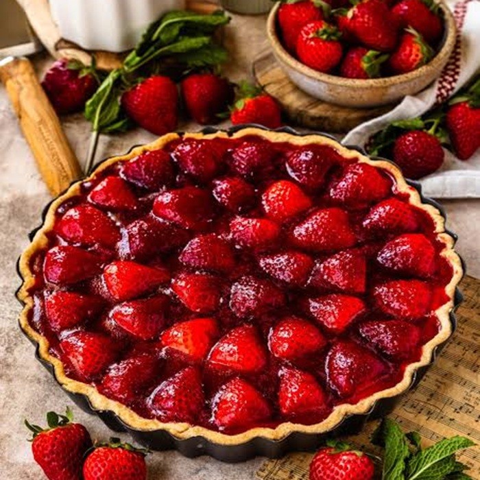 Tartelettes roulées aux fraises sur pâte croustillante